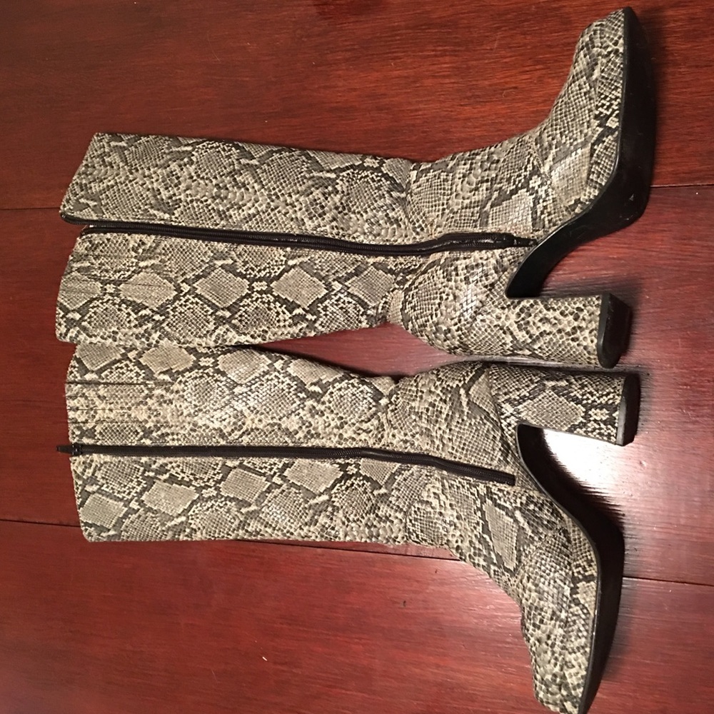 Snakeskin Disco boots for women